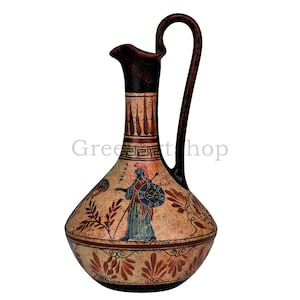 Goddess Athena and god Apollo Laginos Vase Ancient Greek Pottery Ceramic