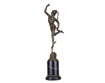 flying Hermes Mercury Greek Roman God Messenger large statue sculpture figure Real Bronze  69cm / 27.17 inches