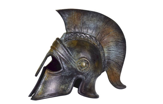 古代ギリシャのスパルタのヘルメット 本物のブロンズ金属芸術彫刻