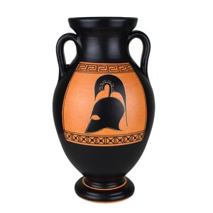 Amphora  with Greek Spartan helmet lambda symbol Vase Ancient Greek Pottery Ceramic