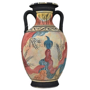 Minoan Vase Knossos blue bird fresco Ancient Greek Pottery Ceramic Knossos