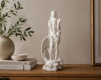Aphrodite Statue - Venus in Shell, Cast Marble Sculpture, 13" Handmade in Greece