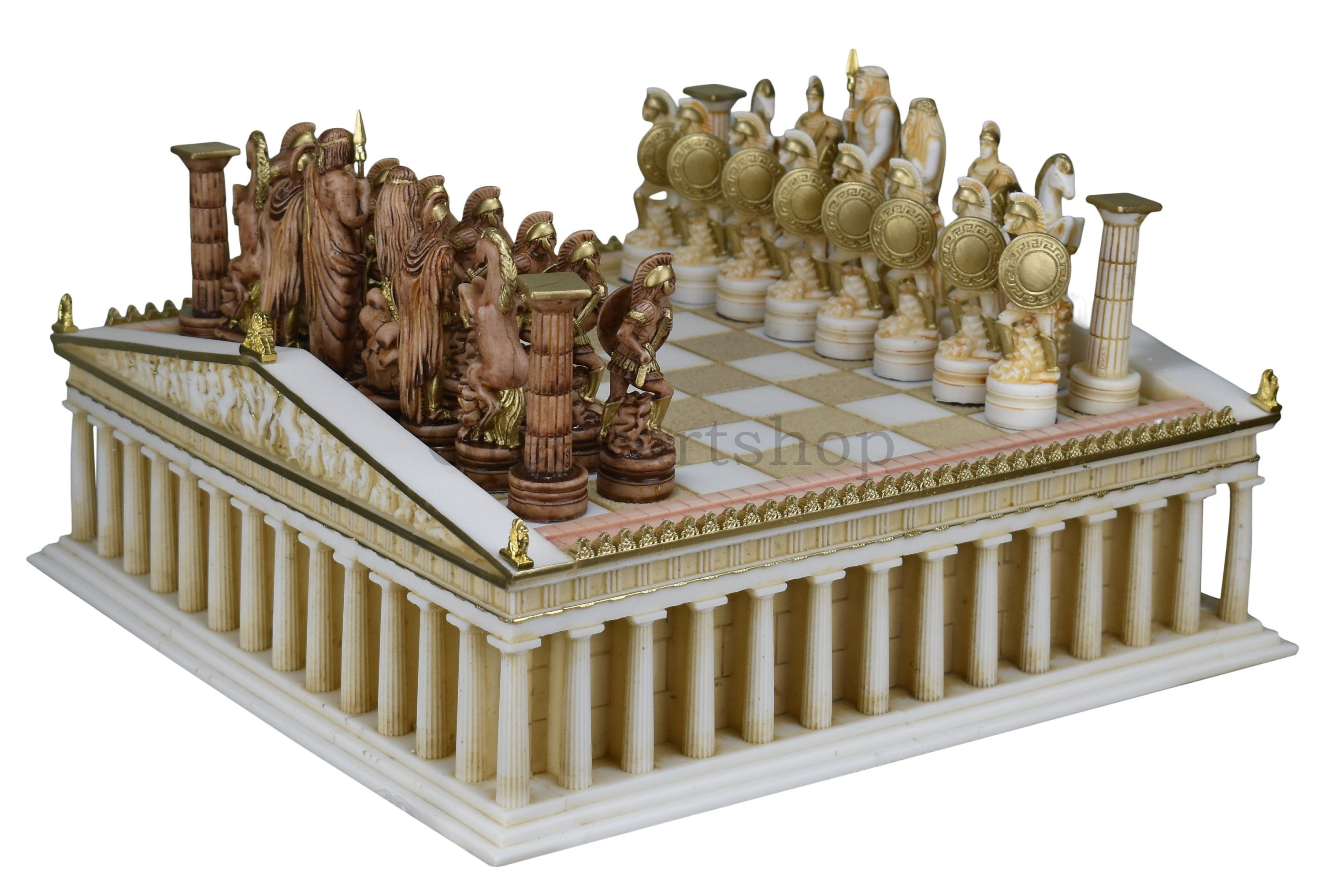 Schach Set Brett Parthenon Tempel & 32 Stück Parthenon Säule - .de