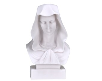 Our Lady Virgin Mary Mother of Jesus bust head Greek Cast Marble Statue Sculpture