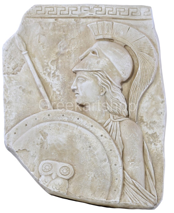 女神アテナの壁面レリーフ、古代ギリシャのフリーズ飾り板、ミネルヴァ