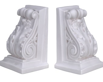Conjunto de esculturas clásicas griegas de mármol fundido pesado, sujetalibros, decoración arquitectónica