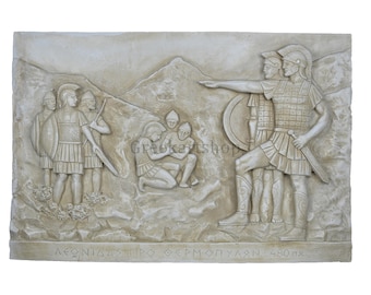 Thermopylae Relief-Skulptur: König Leonidas, spartanischer Krieger, handgefertigtes griechisches Dekor