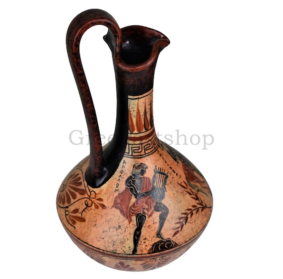 女神アテナと神アポロ ラギノスの花瓶 古代ギリシャの陶器 陶磁器