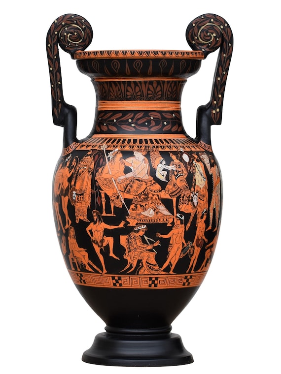プロノモス・クラテル花瓶、古代ギリシャ陶器、高さ18インチの