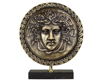 古代ギリシャのメデューサの盾 本物の博物館レプリカ - 台座付き手作り