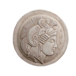 Athena Shield Bas Relief  Plaque  Wall Decor Ancient Greek Sculpture