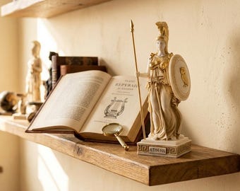 Athena Statue, Greek Goddess of Wisdom Sculpture, Minerva Figurine, Ancient Greek Home Decor, Desk Art, Mythology Gift, 9.65 inches