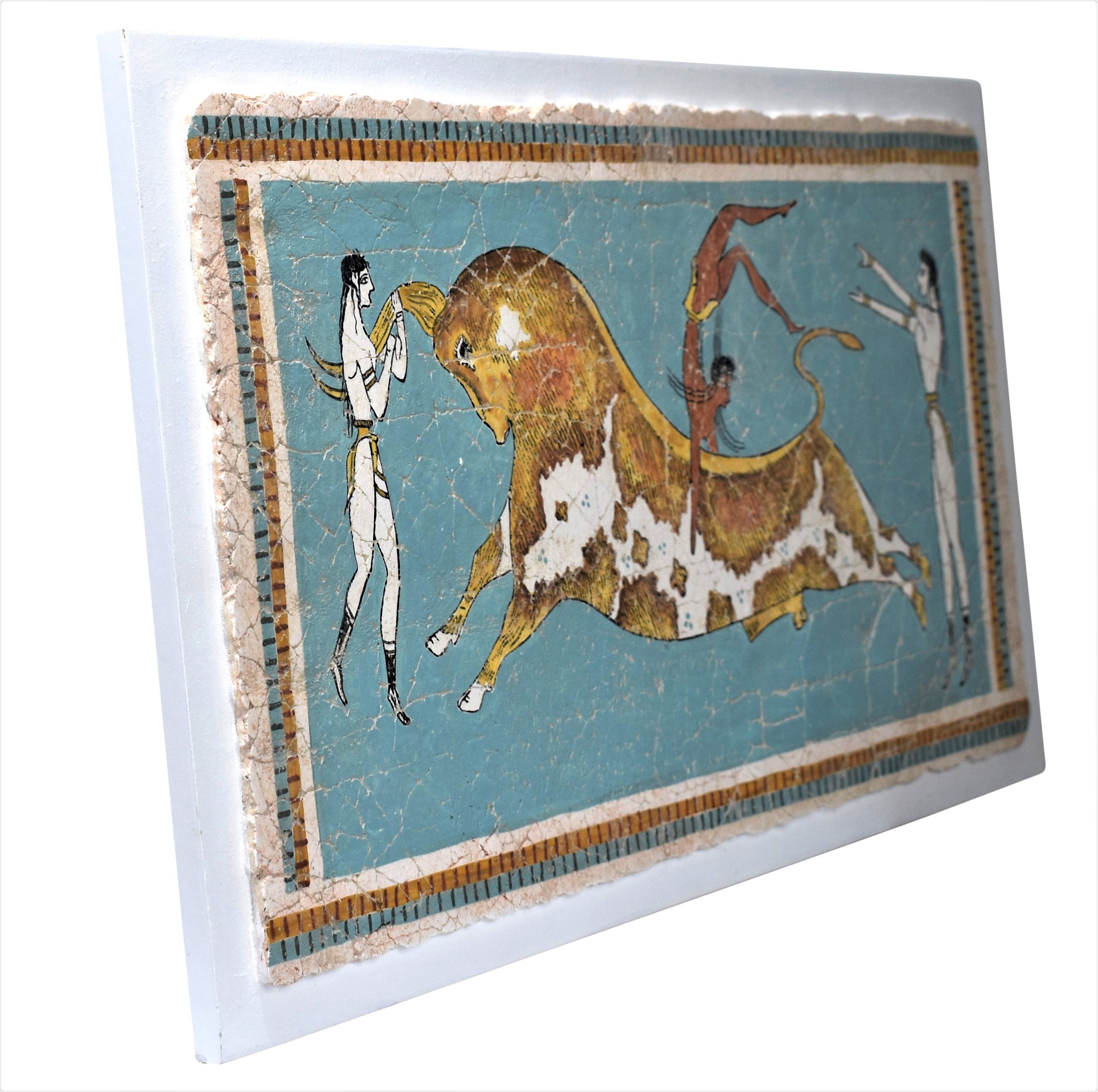 雄牛が跳躍するミノア文明のフレスコ画、クノッソス宮殿、紀元前1500年