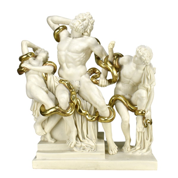 Laocoön and His Sons Group Serpents Museum Cast Marble large Statue Sculpture