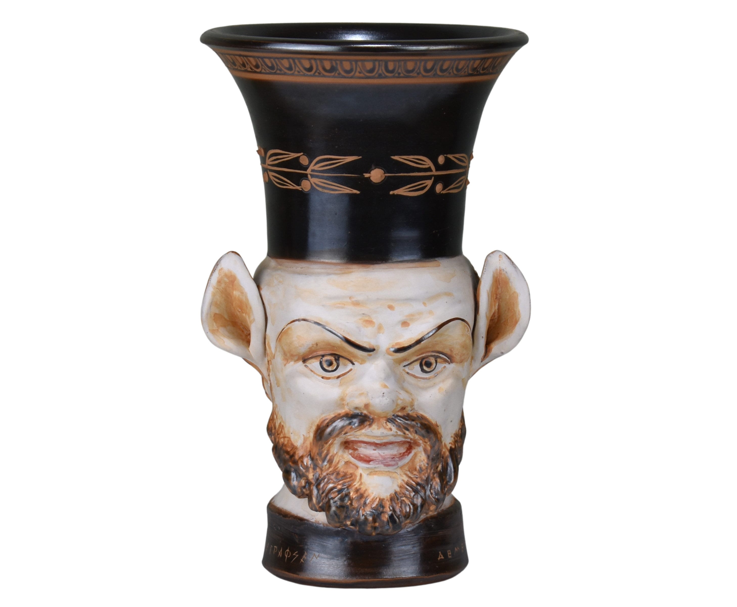 Rhyton Drinking Cup Satyr Head  Ancient Greek Pottery Ceramic vase unique for collectors