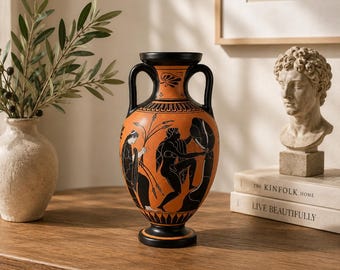 古代ギリシャのアンフォラ、ペルセポネとヘルメスの神話が描かれた花瓶