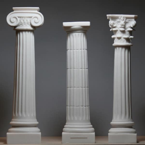 SET 3 Columns Pillars Ionic Doric Corinthian Order Architecture Decor Sculpture