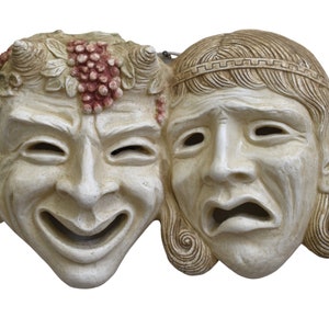 theater mask comedy and tragedy  Greek Sculpture wall decor Cast Stone