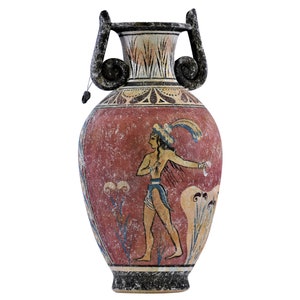 Prince of Lilies Minoan fresco painting Knossos Vase Ancient Greek Pottery Ceramic