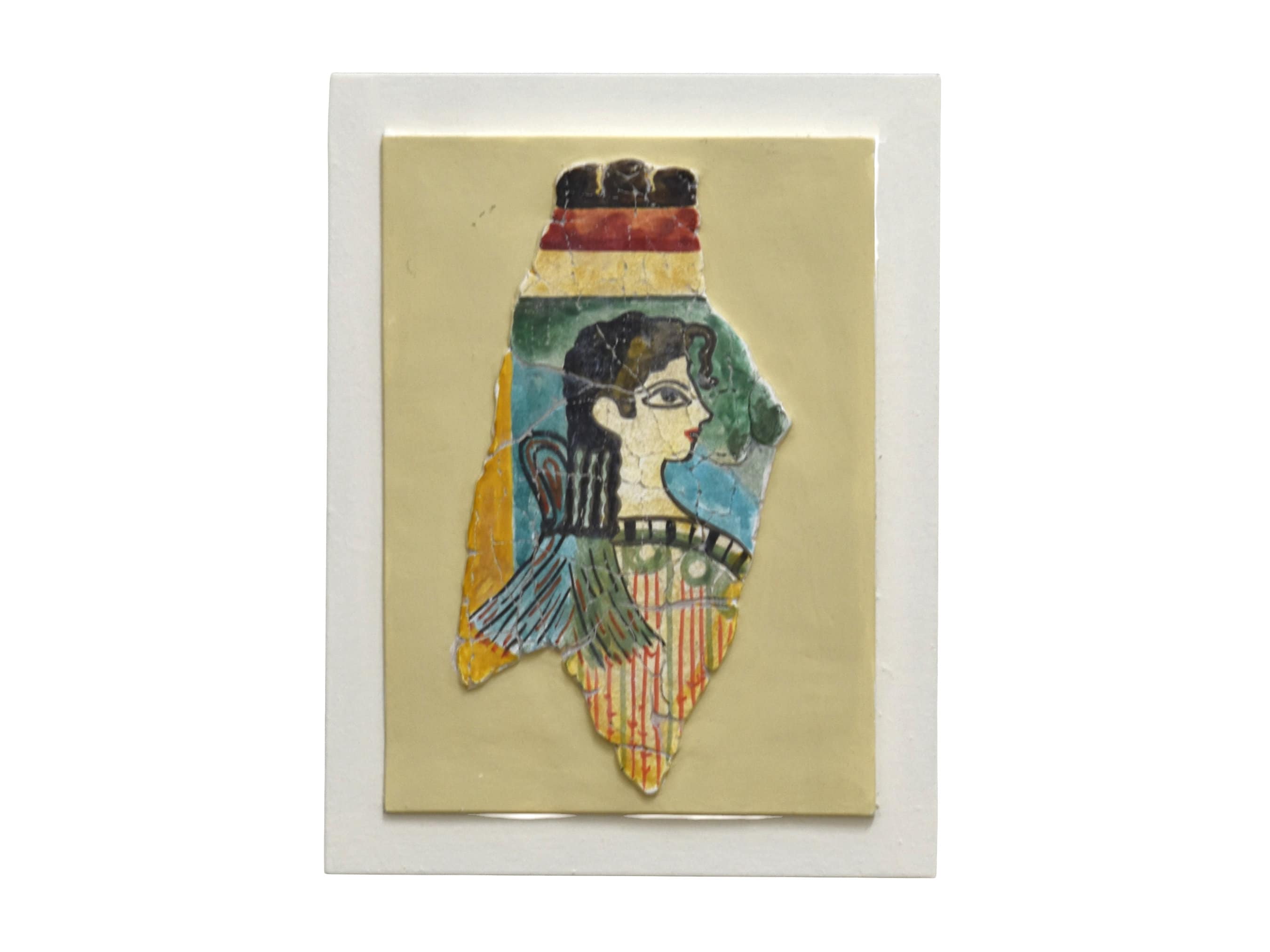 La Parisienne knossos Minoan Palace Crete small REAL Fresco fragment female painting on wall  100% Handpainted wall decor