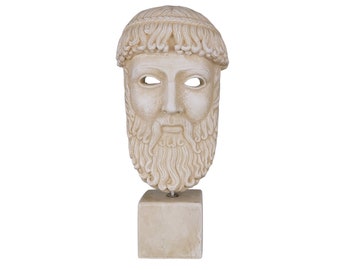 ZEUS père roi des dieux buste tête grecque Statue Sculpture en pierre moulée décor à la maison