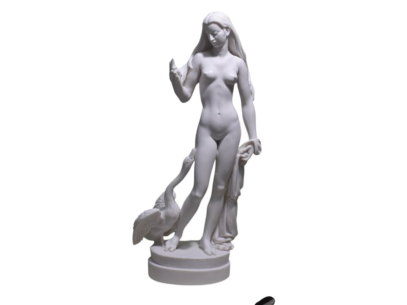 Leda and Swan Cast Marble Sculpture – Greek Mythology Art, 23.6 inch image 1