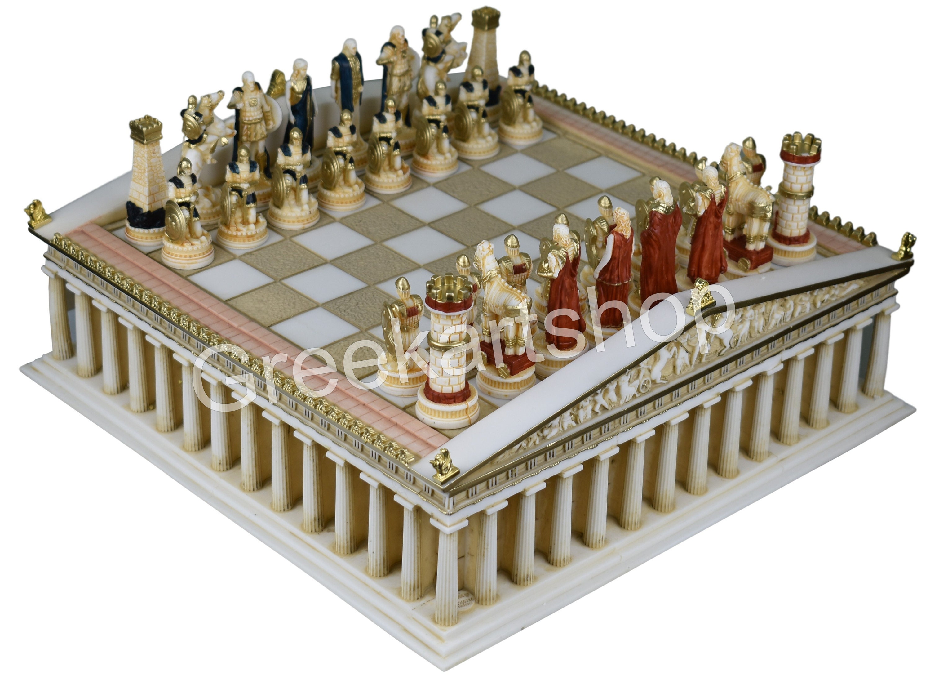 Schach Set Brett Parthenon Tempel & 32 Stück Parthenon Säule - .de