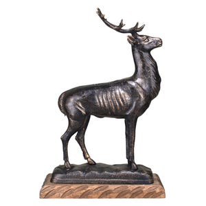 Hirsch Statue Skulptur Figur Gusseisen Metall Kunst Dekor
