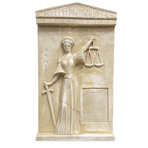 Themis  Greek goddess of divine law and oath of lawyers relief  Greek Sculpture Wall Decor Plaque Frieze Cast Stone
