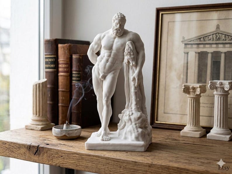 Standbeeld Farnese Hercules: 9,84-inch gegoten marmer van museumkwaliteit - beeldhouwkunst Griekse mythologie afbeelding 1