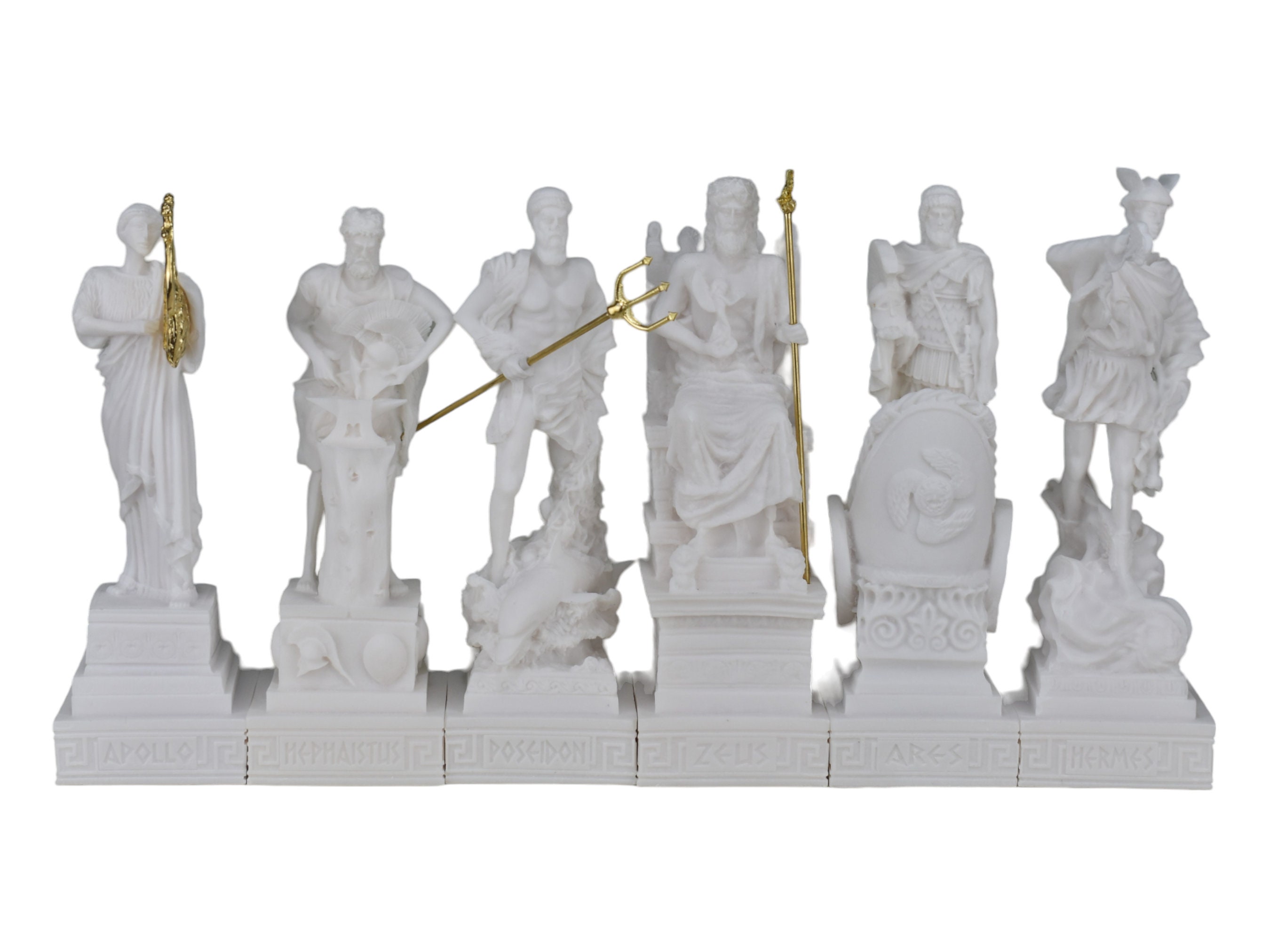 Set 6 Greek Gods Zeus Poseidon Apollo Hermes Hephaestus Ares 