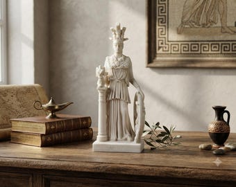 Athena-Statue – Griechische Göttin Minerva, Skulptur aus Marmorguss – Antike griechische Mythologie, Kunst für die Heimdekoration – 25 cm hoch