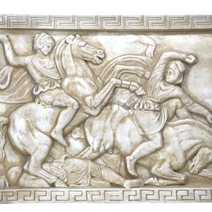 Great Alexander king Sarcophagus relief battle scene Wall Decor Plaque frieze Greek Sculpture