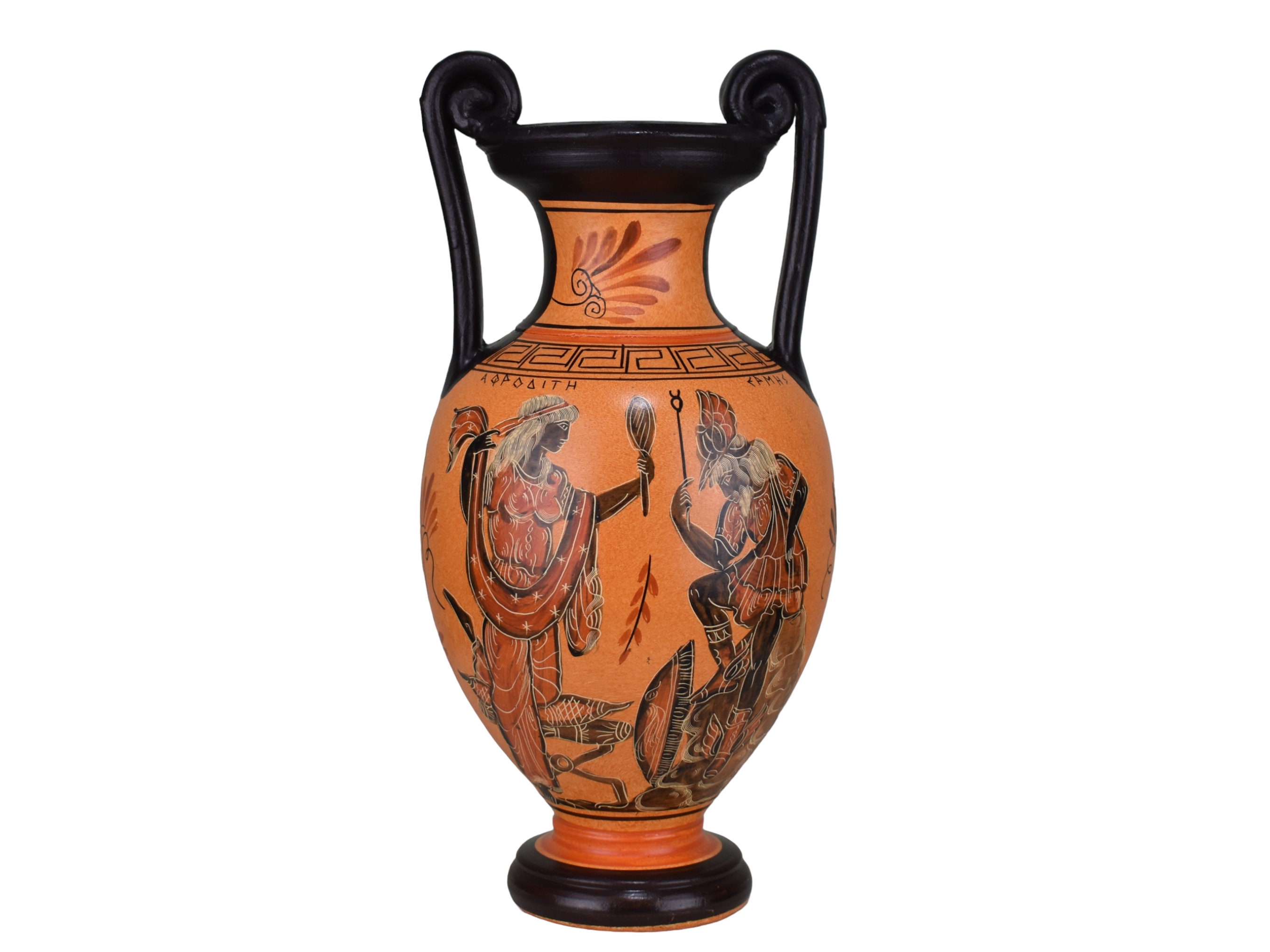 ギリシャの女神アフロディーテと神ヘルメスの花瓶 古代ギリシャの陶器