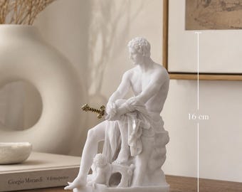 Ludovisi Ares and Eros Statue, White Marble God Mars Sculpture, Greek Mythology Roman Art Replica, 16cm Small Bookshelf Decor, Altar Gift