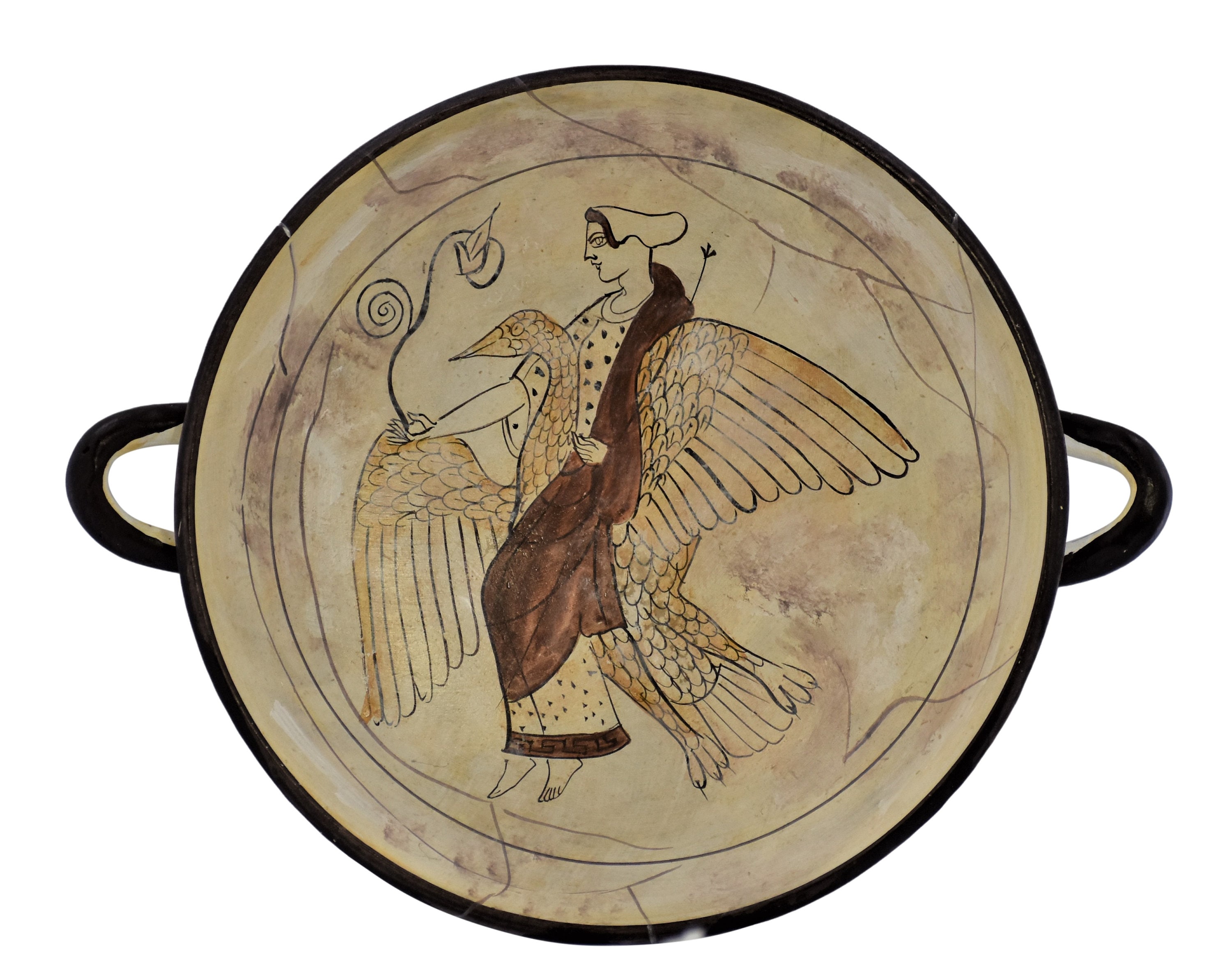 Kylix Goddess Aphrodite Riding a Goose Vase Ancient Greek Pottery