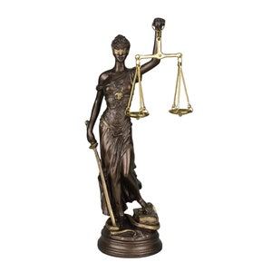 Themis Greek Roman Blind Justice Law Goddess cast Marble BRONZE COLOUR  Statue Sculpture