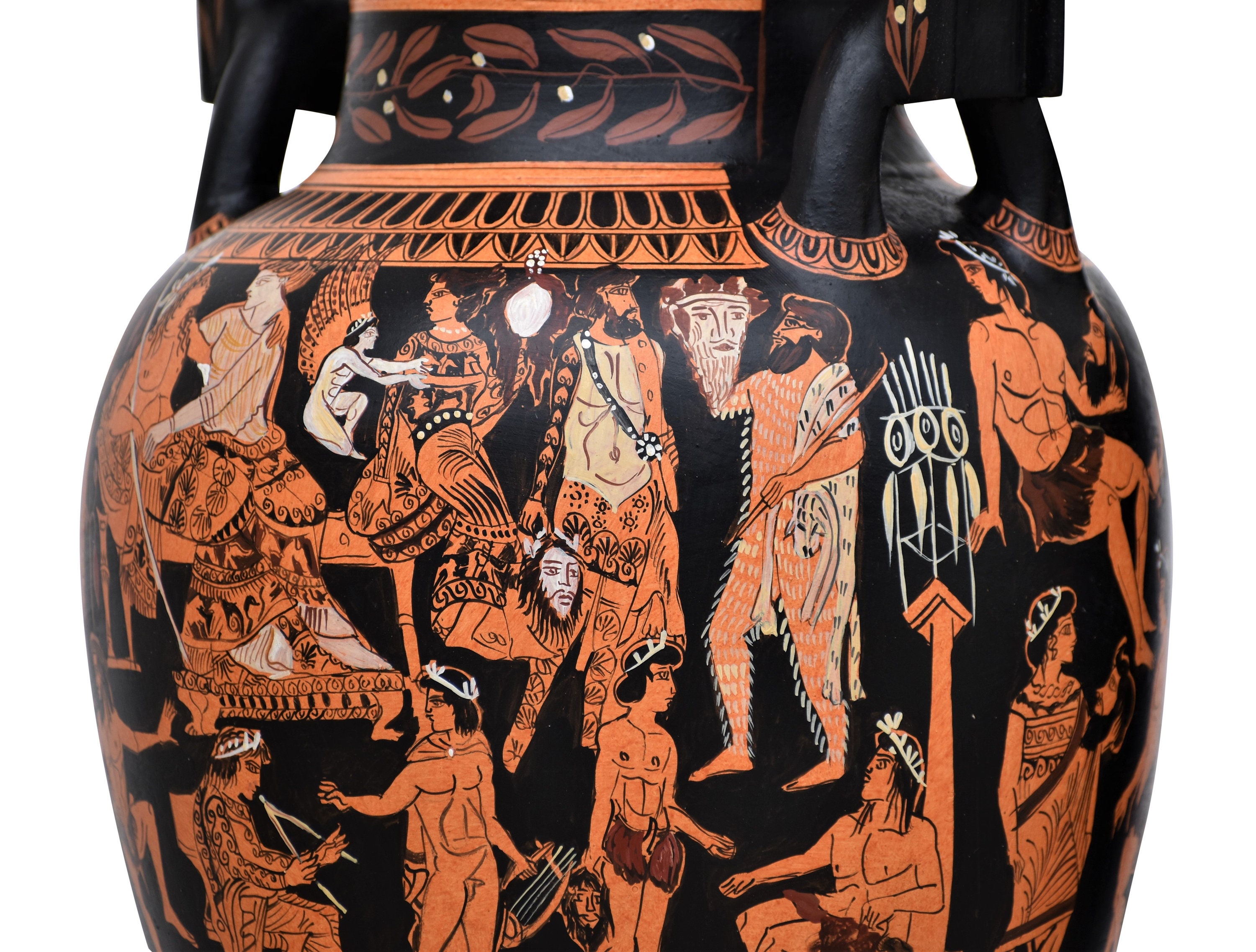 プロノモス・クラテル花瓶、古代ギリシャ陶器、高さ18インチの