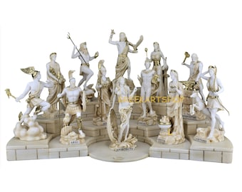 12 Twelve Greek Olympian Gods SET  Pantheon Sculpture Statue Figure  6.7 inches