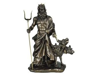 Hades and Cerberus Statue, Greek Mythology Decor, God of the Underworld Figurine, Ancient Greece Cast Marble Sculpture, Pagan Gift