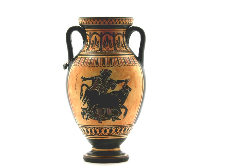 Vase Europa And Bull God Zeus Bacchus Dionysus Ancient Greek Etsy