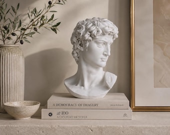 Busto de cabeza de David Miguel Ángel, escultura griega de mármol fundido, copia de estatua