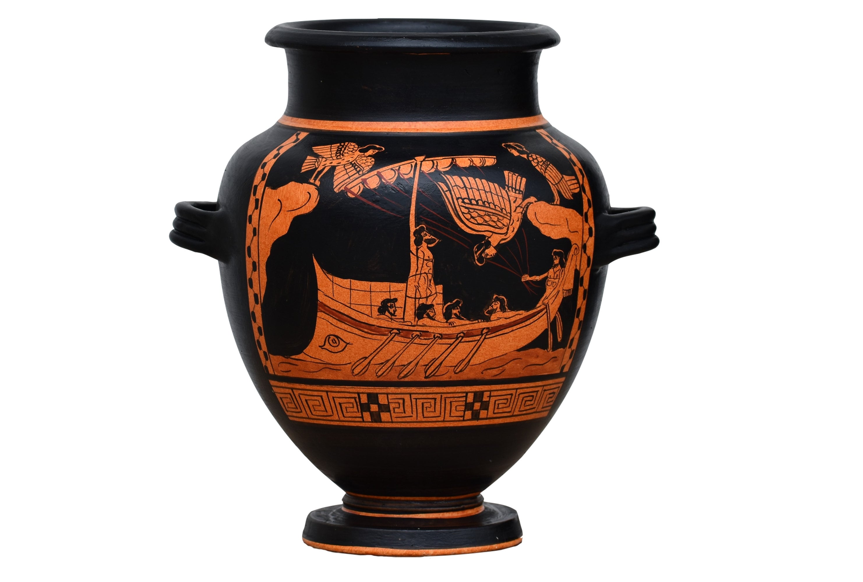 オデュッセウスとセイレーンのスタムノス花瓶 古代ギリシャ陶器