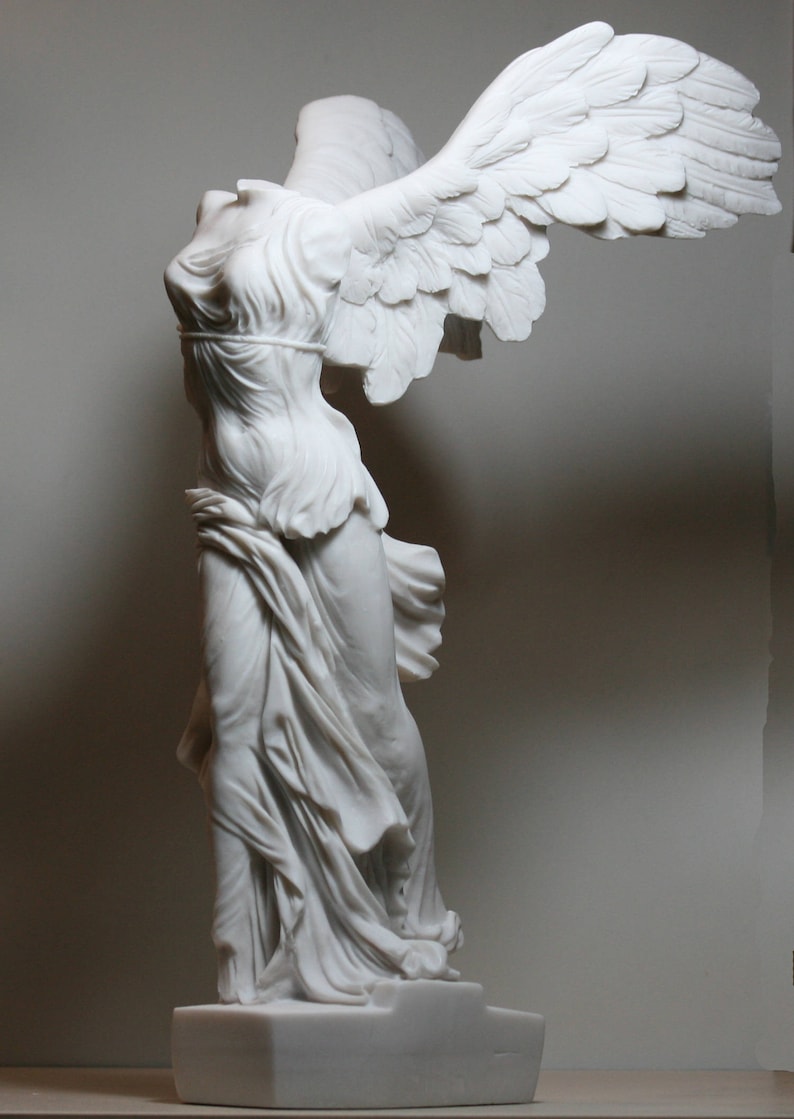 Winged Nike Victory of Samothrace Goddess Cast Marble Greek Statue Sculpture 14.17in 36 cm image 1