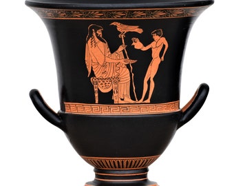Greece ギリシャ製飾り陶 ガニュメデスとギリシャ神ゼウスのクラテル花瓶同性愛古代ギリシャ陶器