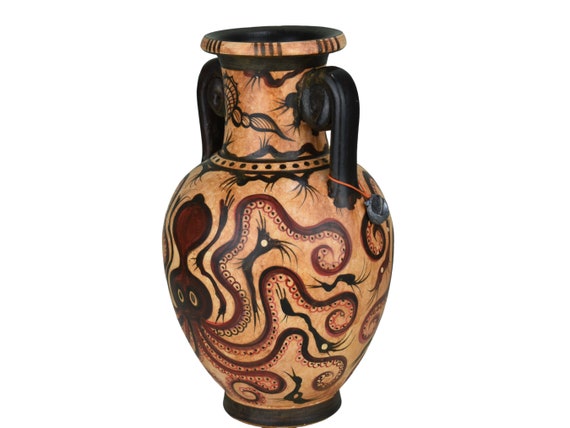 ミノア文明のタコ型花瓶、古代ギリシャ陶器、クレタ島クノッソスの陶器