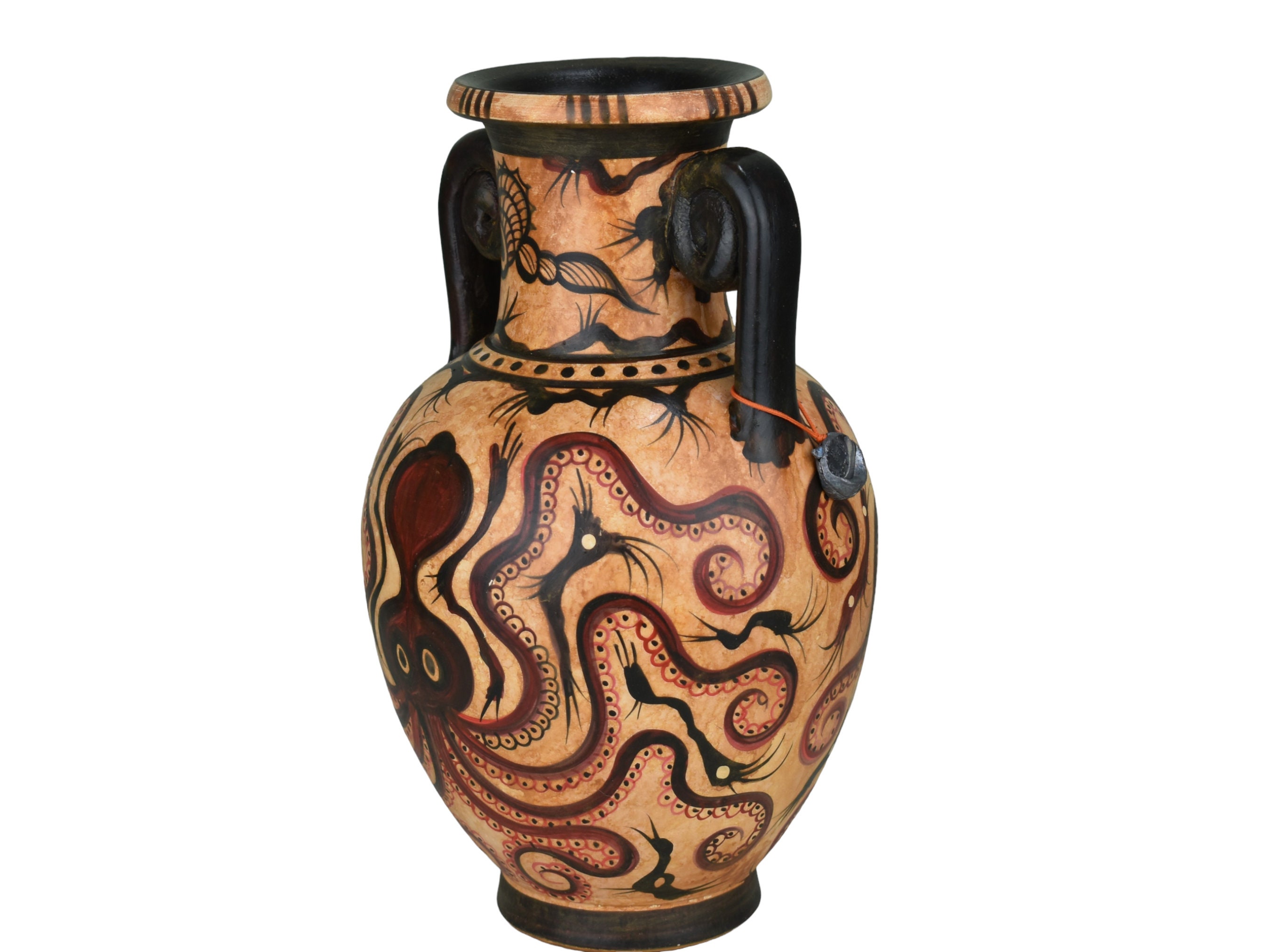 ミノア文明の壺、陶器、タコの絵、古代ギリシャ、クレタ島、陶器