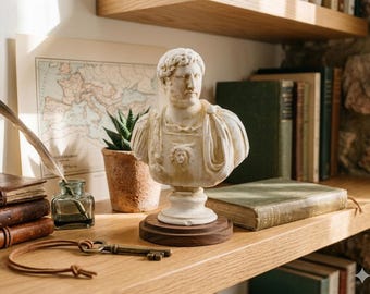 Busto de Adriano - Escultura del emperador romano Adriano - Decoración clásica para el hogar de 18 cm - Arte romano de estilo antiguo para escritorio o estantería