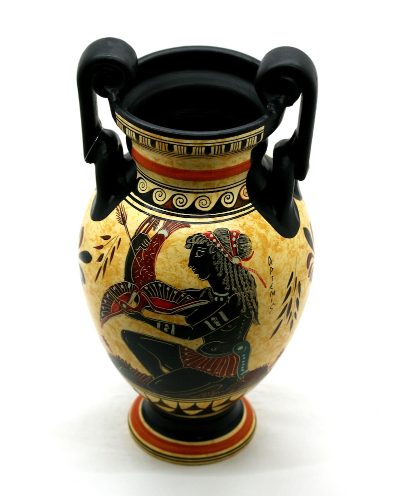Amphora Vase Goddess Diana Artemis /& Athena Ancient Greek Pottery Ceramic **Free Shipping and Free Tracking Number**