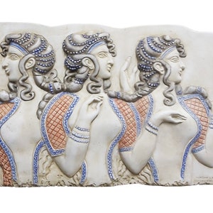 ladies in blue knossos Minoan Palace Crete Relief Plaque frieze wall decor